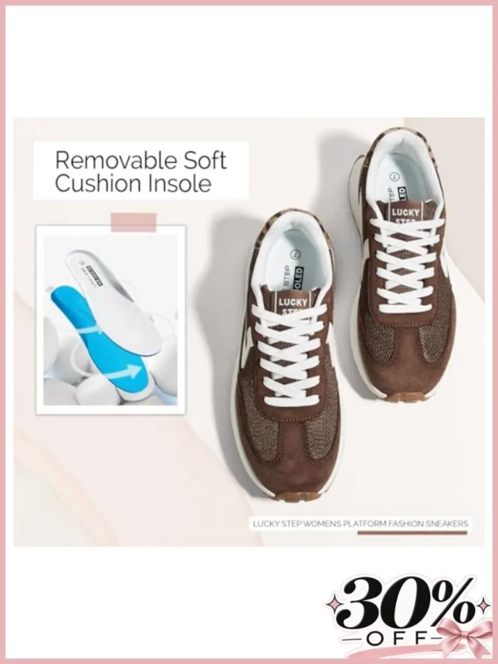 Women's Chunky Platform Fashion Sneakers PU Leather Suede Lace-Up Walking Shoes